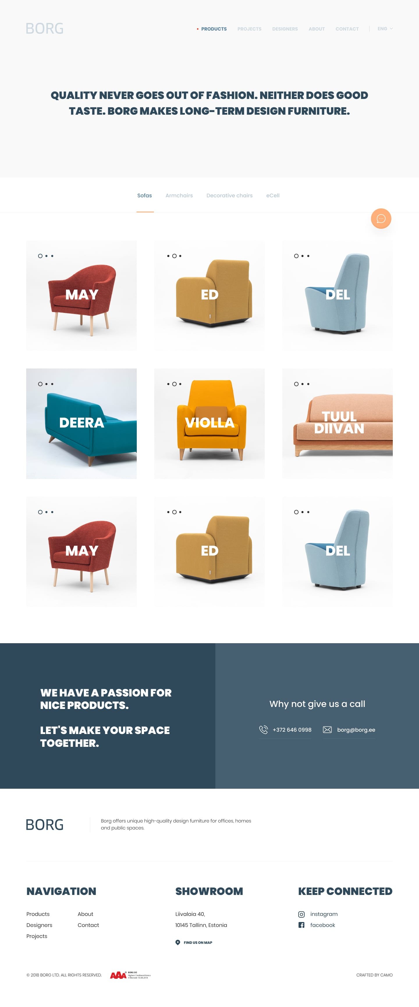 Borg Furniture - product catalogue