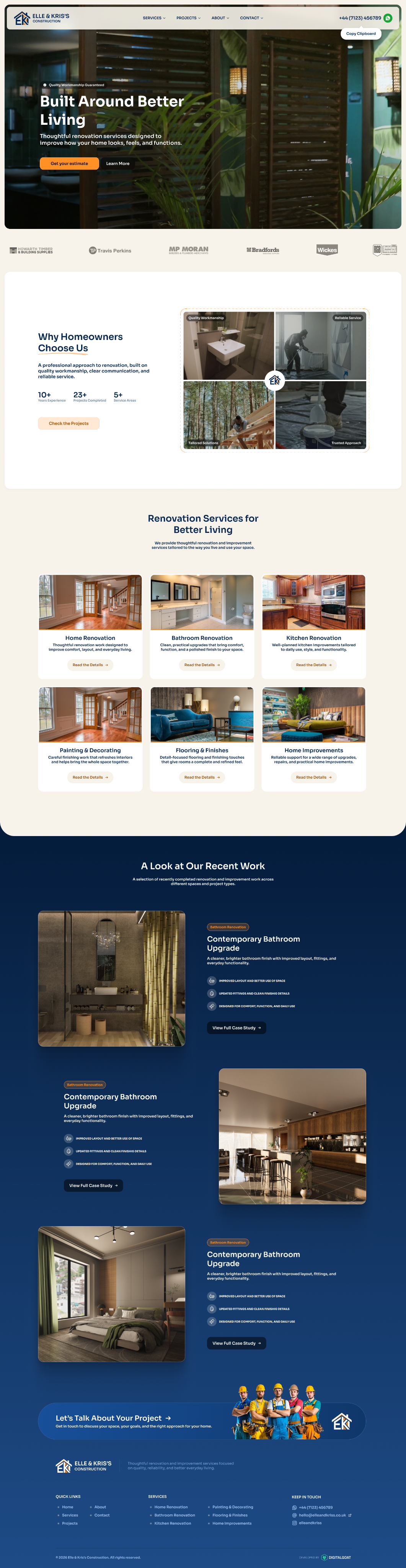 Elle & Kriss's Construction — homepage
